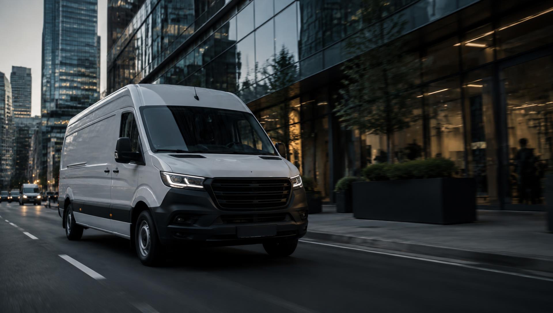 Courier van on a city street